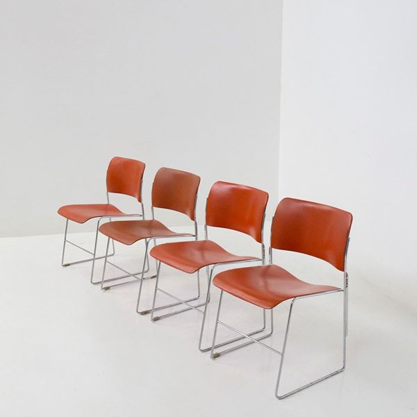 David Rowland - Set di quattro sedie David Rowland per GF BUSINESS, Etichetta