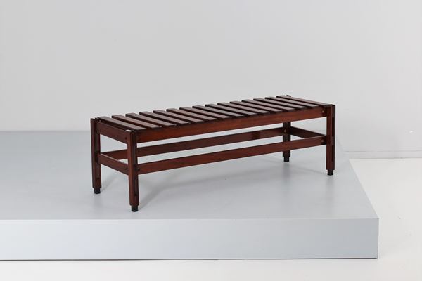 Ico Parisi - Teak bench and burnished brass details, attr. Ico Parisi