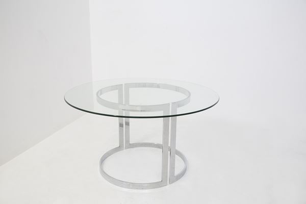 Vittorio Introini - Round Steel and Glass coffee table by Vittorio Introini from Hotel Vips