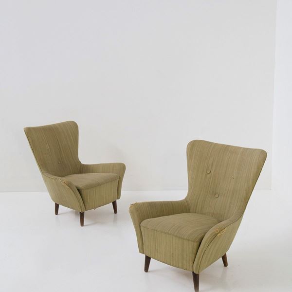 Manifattura Italiana - Pair of Italian Armchairs in Fabric