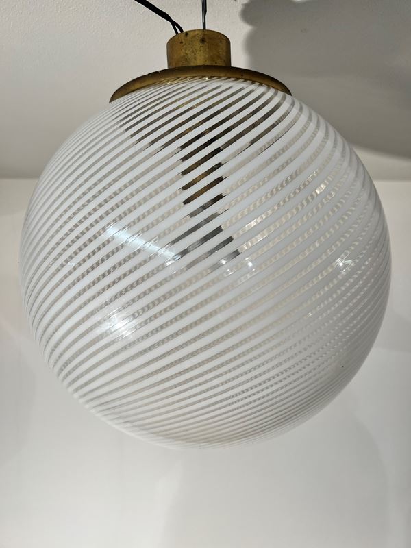 Set of two 1960s Murano glass ceiling lamps for Venini