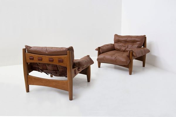 Sergio Rodrigues - Pair of Brazilian Armchairs Designed by Sergio Rodrigues in Leather