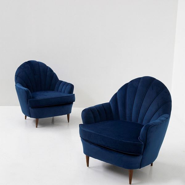 Guglielmo Ulrich - Guglielmo Ulrich Attr. Poltrone conchiglia blu
