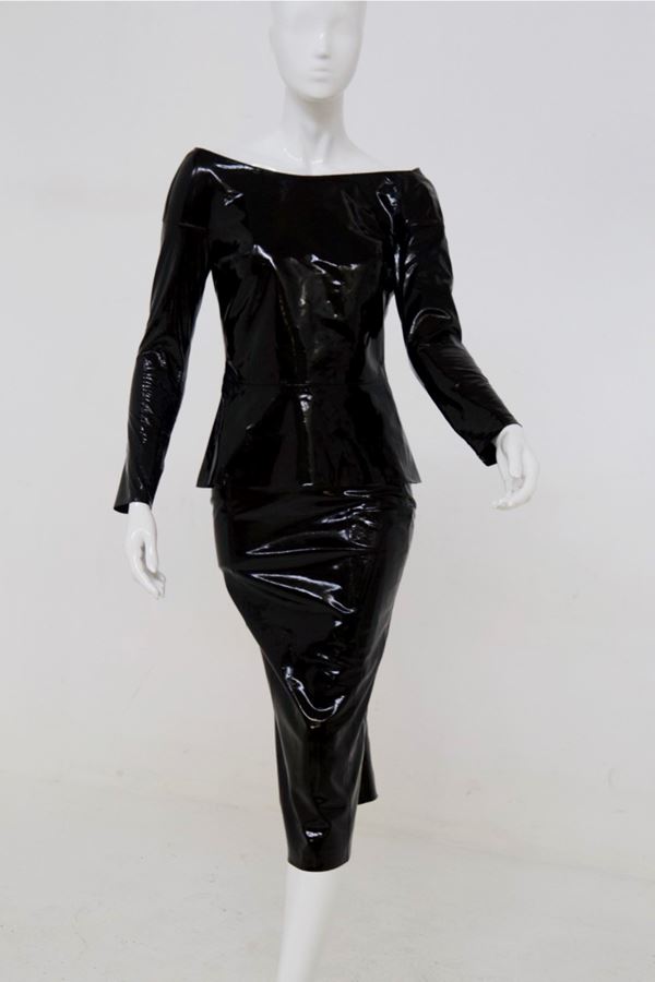 Jean-Claude  Jitrois - Jean-Claude Jitrois Vintage Black Latex Skirt Suit