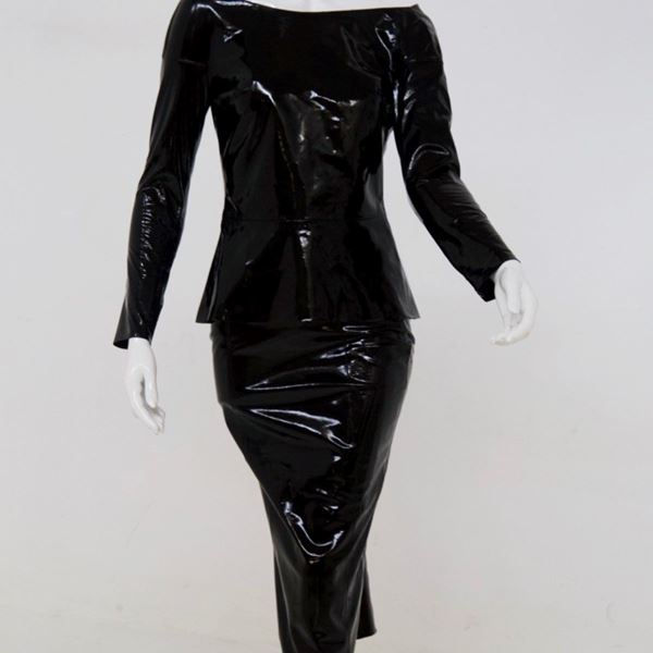 Jean-Claude  Jitrois - Jean-Claude Jitrois Vintage Black Latex Skirt Suit