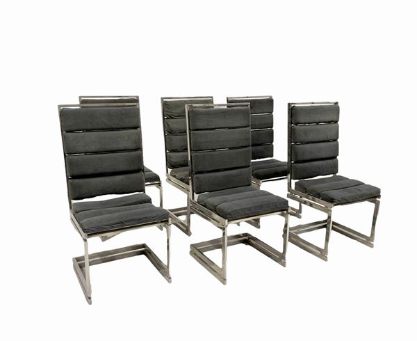 Romeo Rega - Romeo Rega Chairs Doghe Model, Set of 6, 1970s