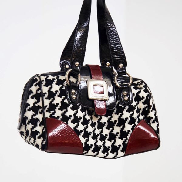Rocco Barocco - Rocco Barocco Vintage Handbag in Patent and Houndstooth