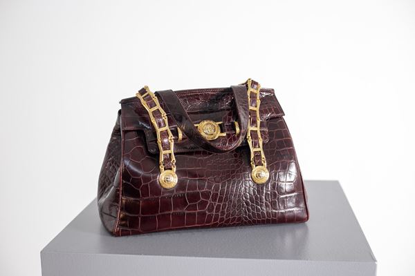 Gianni  Versace - Gianni Versace Bordeaux Faux Leather Handle Bag