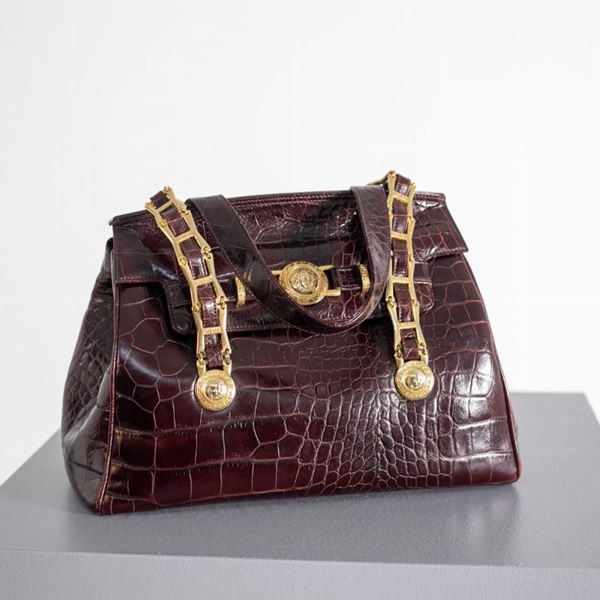 Gianni  Versace - Gianni Versace Bordeaux Faux Leather Handle Bag