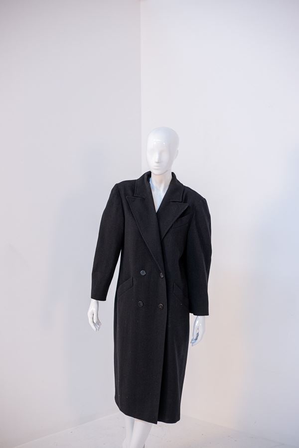 Gianni  Versace - Cappotto lungo elegante nero vintage Karl Lagerfeld
