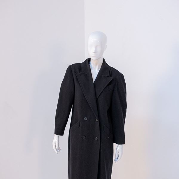 Gianni  Versace - Cappotto lungo elegante nero vintage Karl Lagerfeld