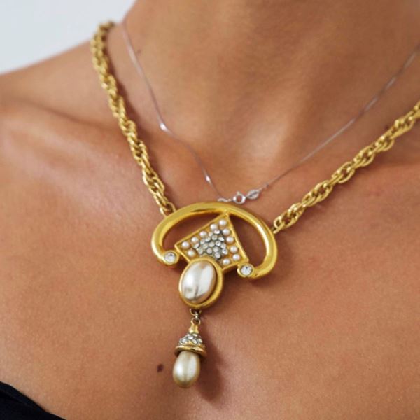 Pierre Cardin - Pierre Cardin - Collana vintage placcata oro con perle