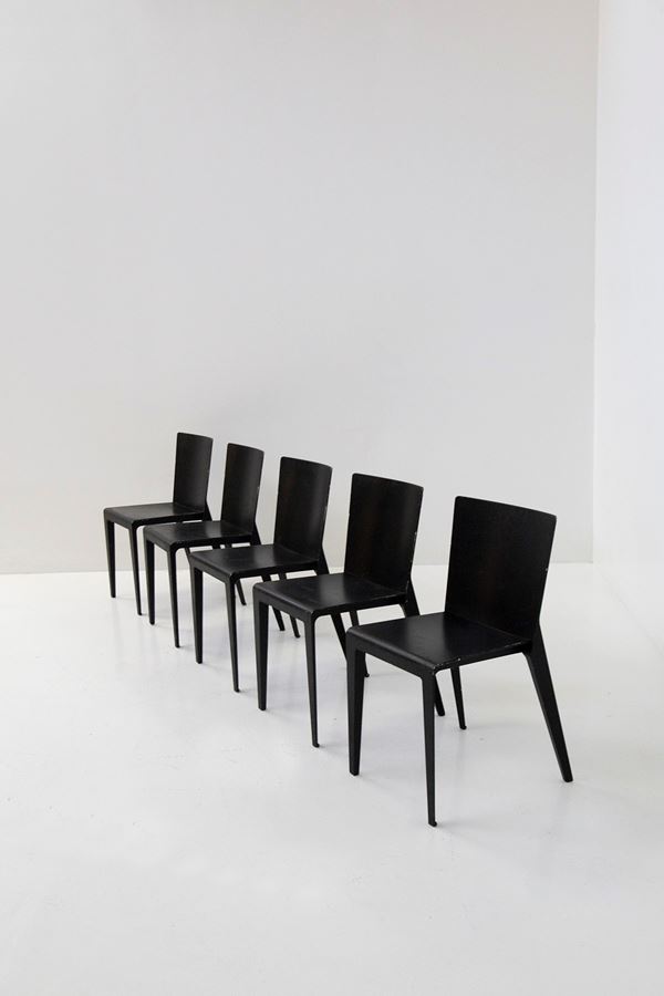 Hannes  Wettstein - Molteni Chairs Set of Five Model Alfa by Hannes Wettstein