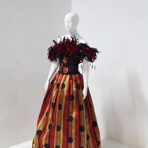 Diane  von F&#252;rstenberg - 80s Fürstenberg Couture Eccentric Evening Dress with Plumes