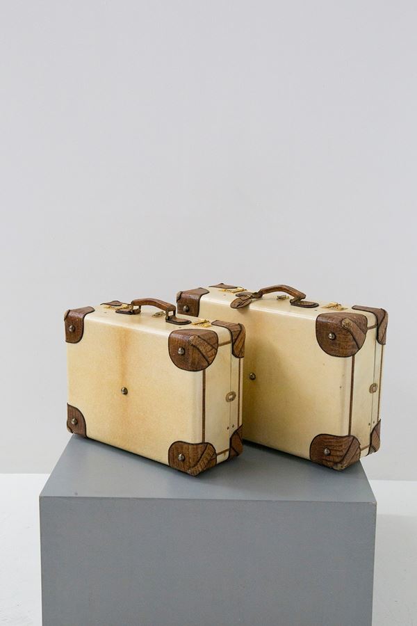 Coppia di valigie da viaggio Chloé in pergamena vintage