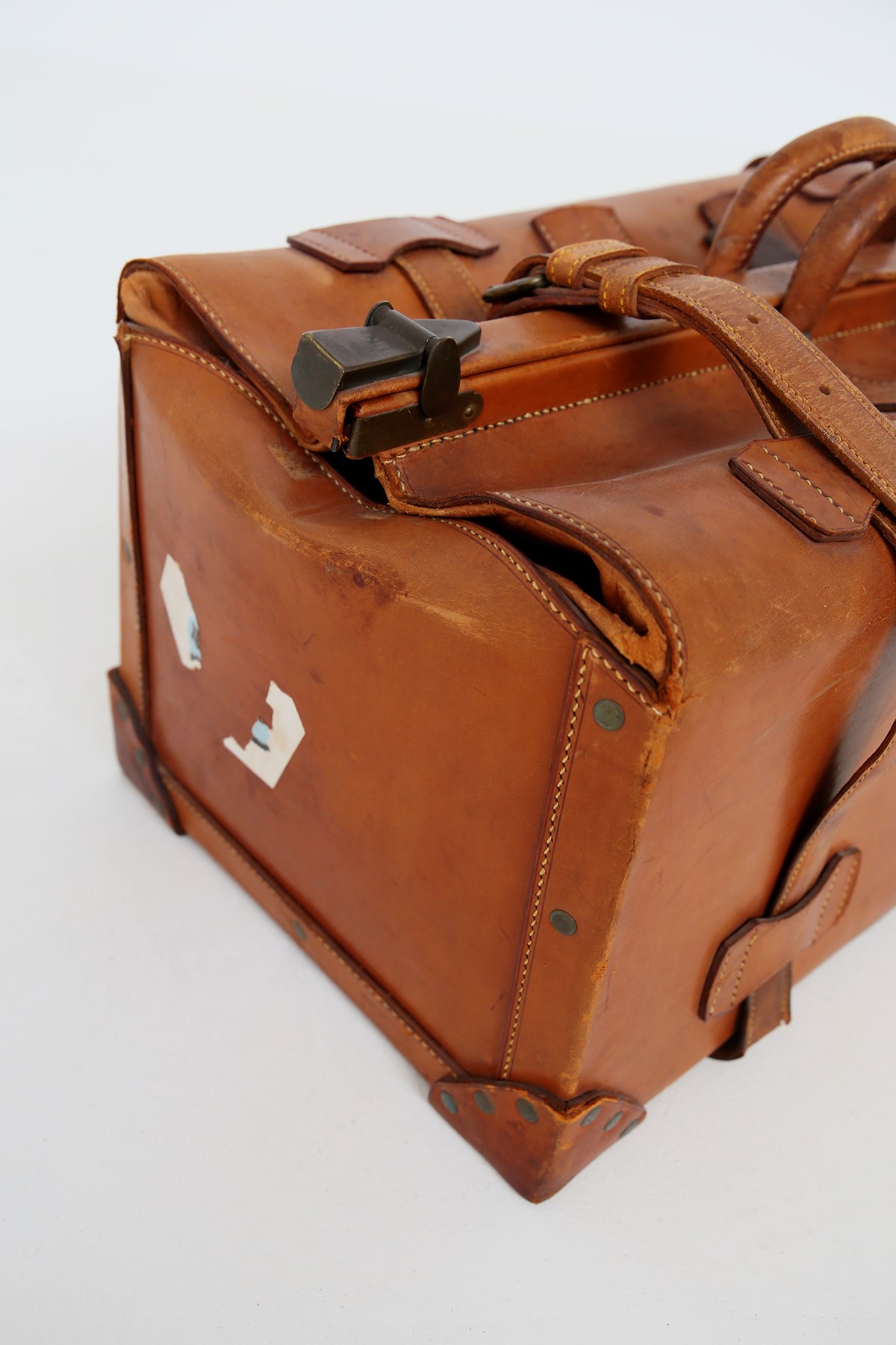 Antica borsa per medici Gladstone in pelle marrone Custodia d'epoca, Italia