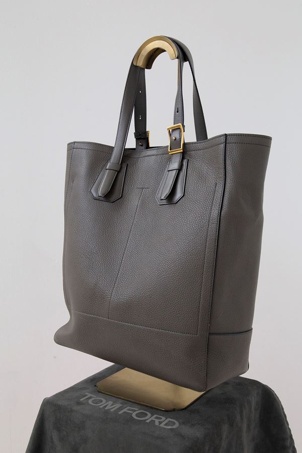 Tom Ford - TOM FORD Grey Leather Bag with Handles
