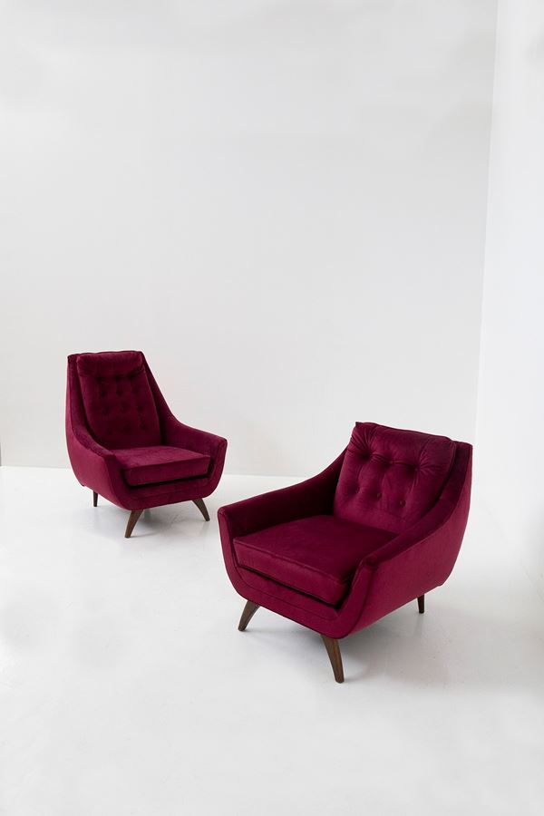 Adrian Pearsall -  Pair of Armchairs Him and Her (Attr)