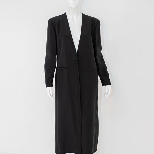 Giorgio Armani - Giorgio Armani Moda Cappotto lungo in seta nera