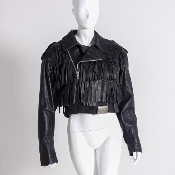 Jean Paul  Gaultier - Giacca biker in pelle nera Jean Paul Gaultier anni '90