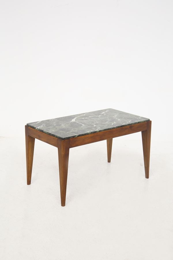 Gio Ponti - Gio Ponti Coffee Table with Certificate in Walnut and Marble Green Alps