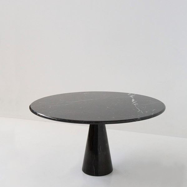 Angelo Mangiarotti - Round Table in Black Marble Design by Angelo Mangiarotti