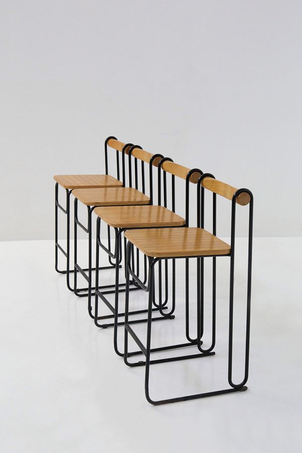 Set of four modern geometric stools