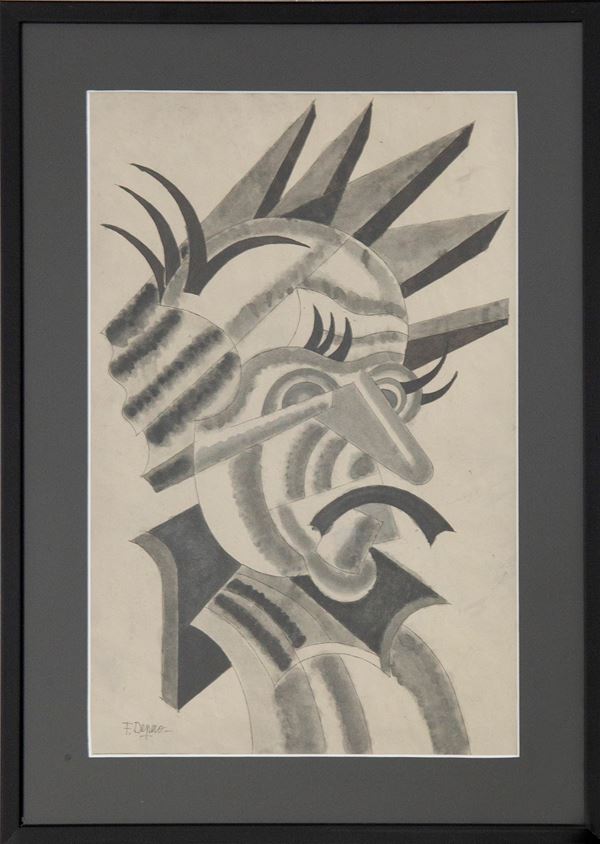 Fortunato Depero - Depero Fortunato Pittura, Titolo: L'ingegnere con Archivio Certificazioni
