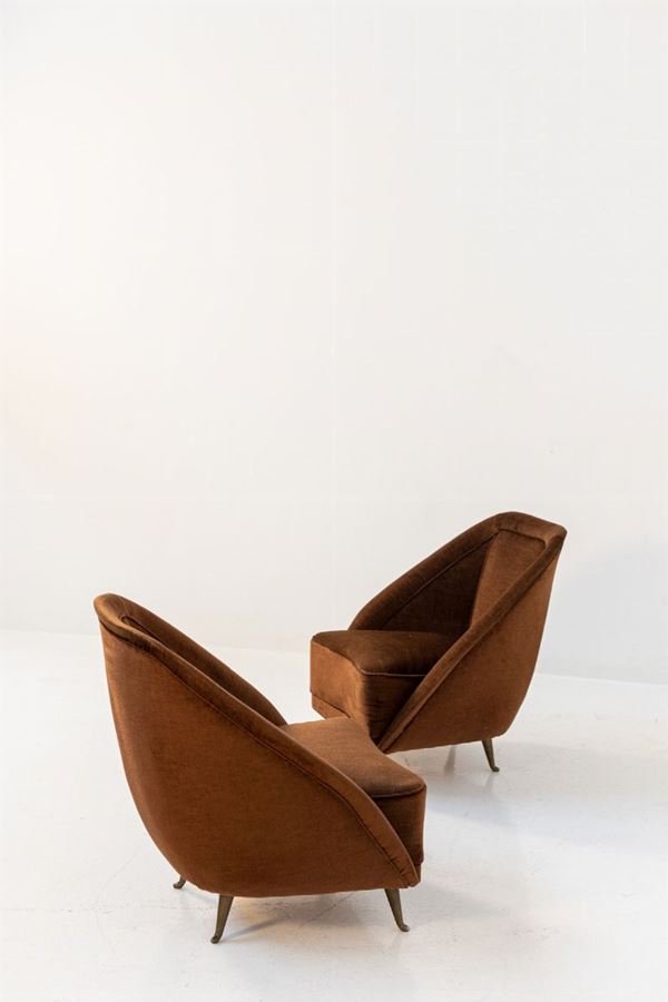 Guglielmo Veronesi Velvet Armchairs for Isa Bergamo