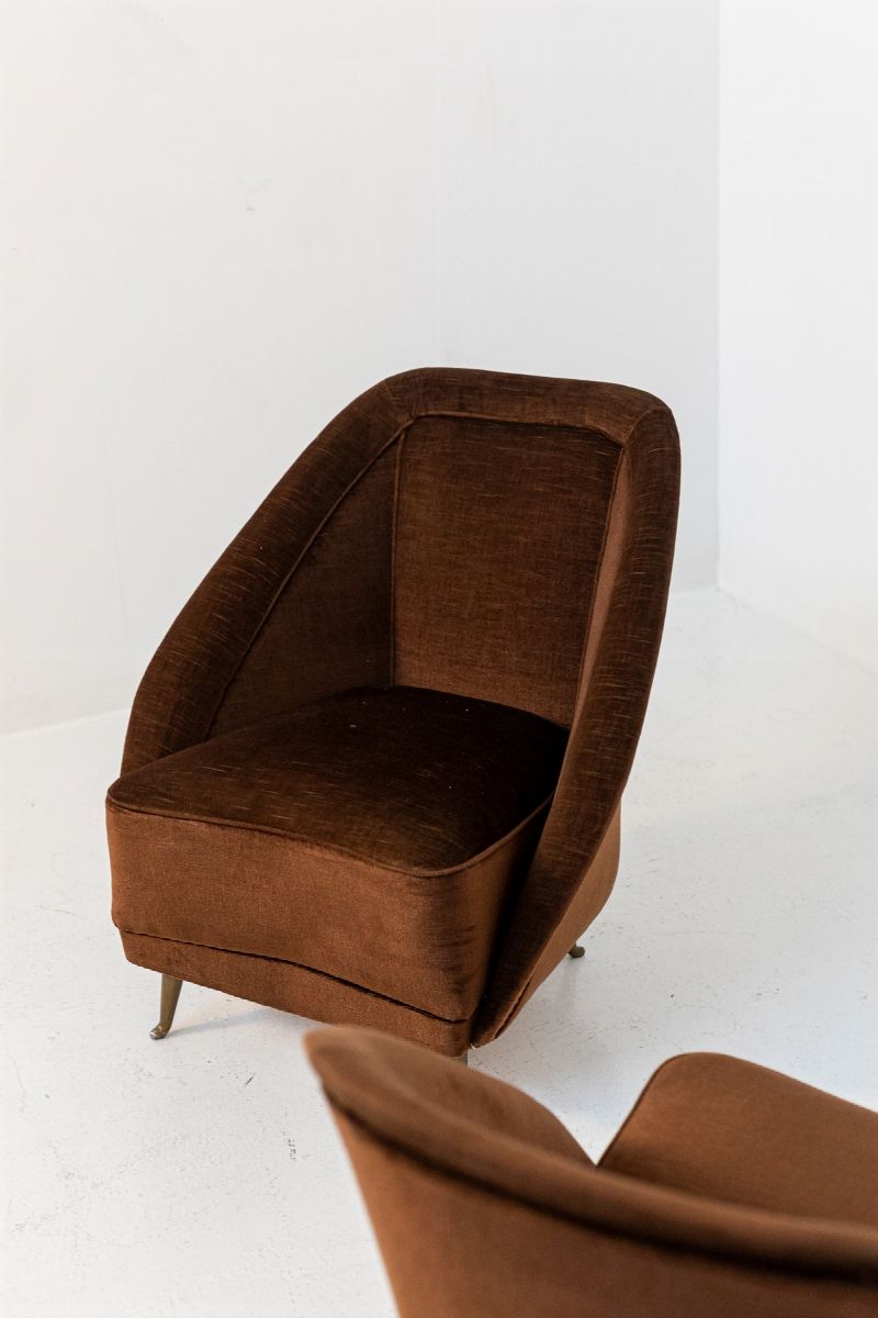Guglielmo Veronesi Velvet Armchairs For Isa Bergamo