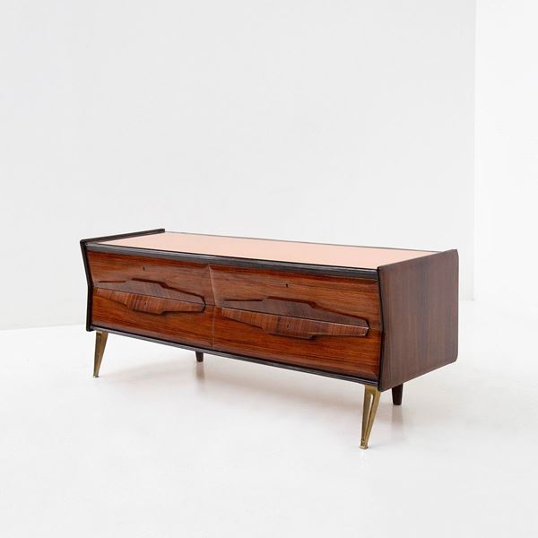 Gio Ponti - Credenza attribuita a Gio Ponti specchio rosa