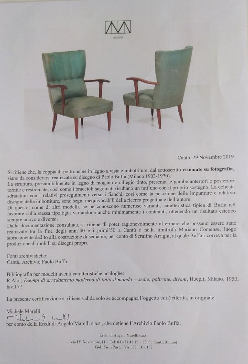 Paolo Buffa Armchairs in Purple Velvet