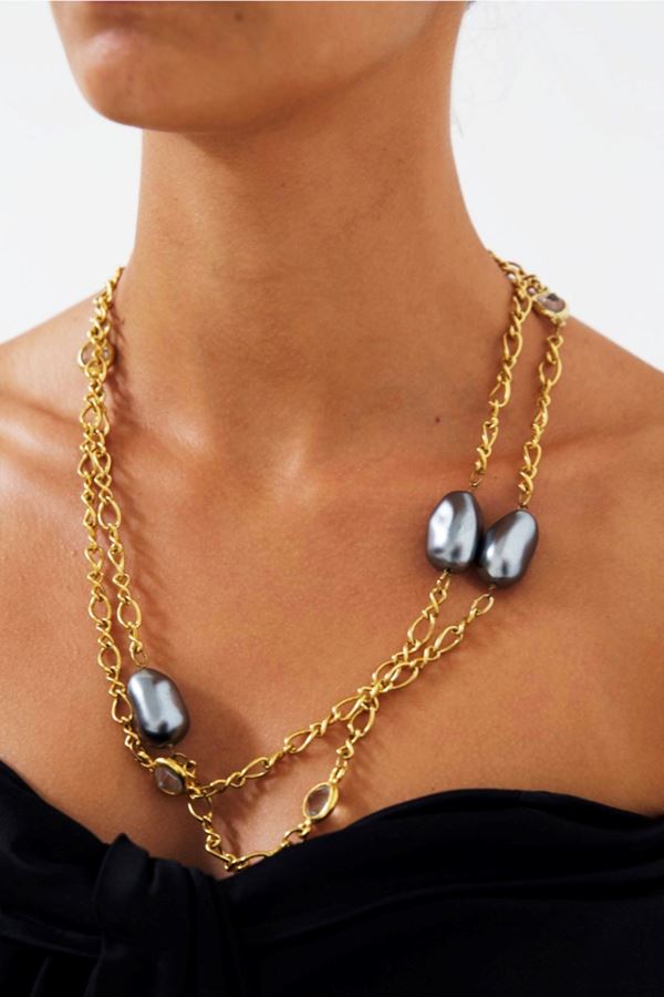 Pierre Cardin - Rare Vintage Adjustable Long Necklace w Stones of Pierre Cardin