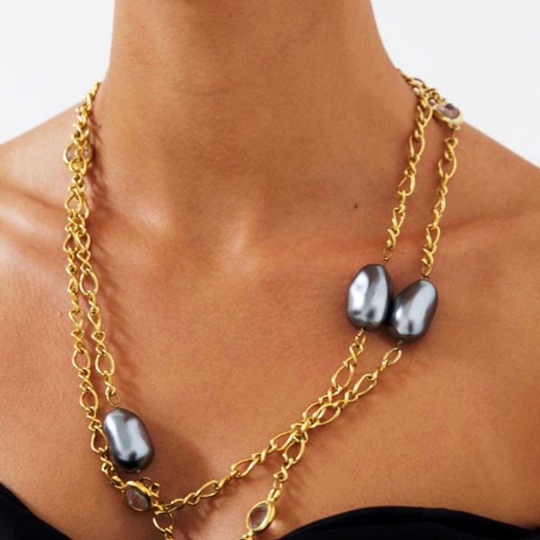 Pierre Cardin - Rare Vintage Adjustable Long Necklace w Stones of Pierre Cardin