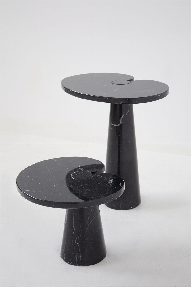 Elegant Marquina Marble Coffee Tables By Angelo Mangiarotti For Skipper