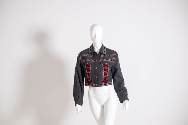 Rocco Barocco - RoccoBarocco Jacket in Jeans and Red Velvet