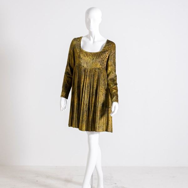 Alberta Ferretti - Abito da donna a maniche lunghe in raso verde oliva di Alberta Ferretti