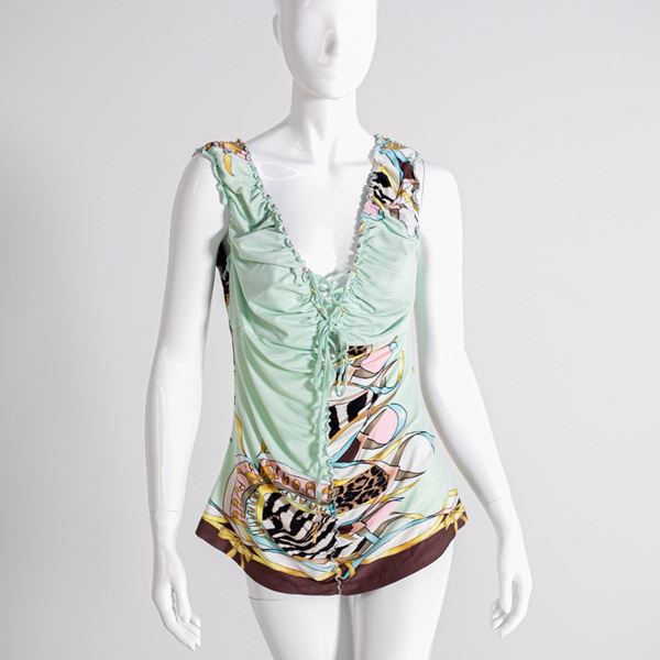 Roberto Cavalli - Canotta Roberto Cavalli Vintage Animalier Blu
