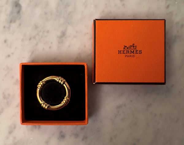 Hermes - Hermès  Anello da foulard dorato.