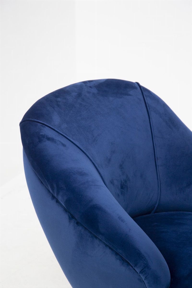 Poltrone Vintage in Velluto Blu per Casa e Giardino