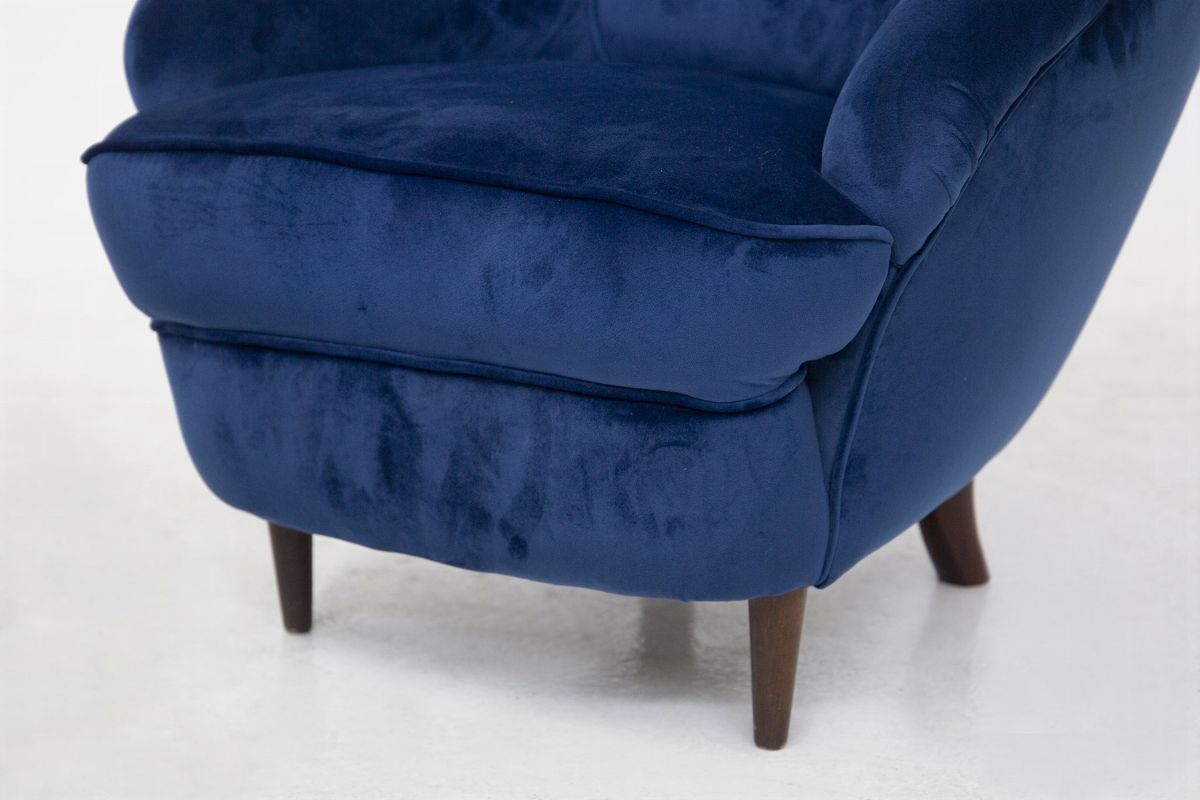 Poltrone Vintage in Velluto Blu per Casa e Giardino