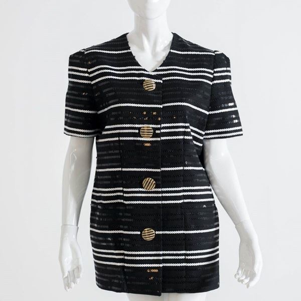 Gai Mattiolo Black and White Structured Blazer '90s