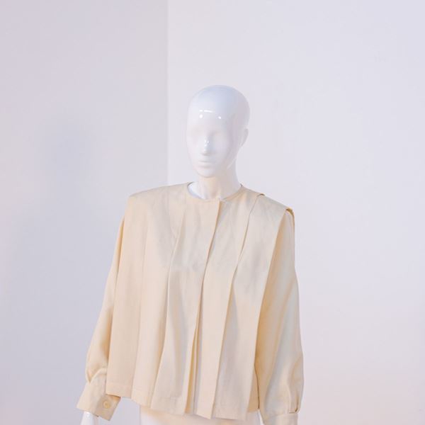 Krizia Chic Pleated Wool Blouse