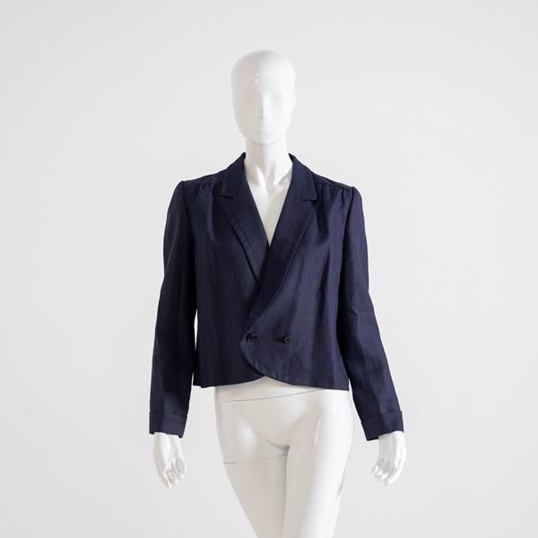 Valentino Garavani - Blazer in lino blu per donna di Valentino Miss V, Made in Italy