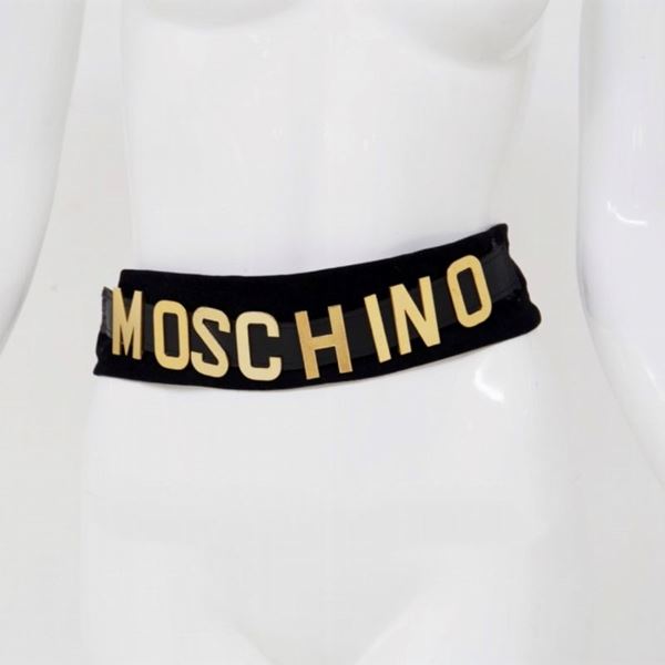 Franco Moschino - Cintura vintage nera e oro Moschino