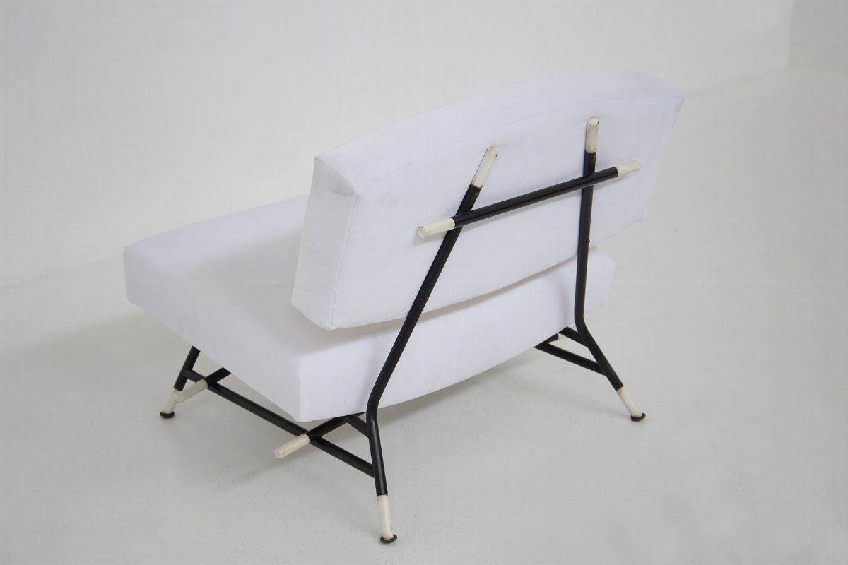 Ico Parisi Armchairs in White Fabric And Painted Metal, Published