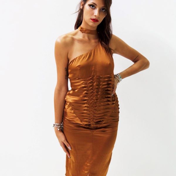 Guccio Gucci - Gucci Chic Brown Silk Satin Dress