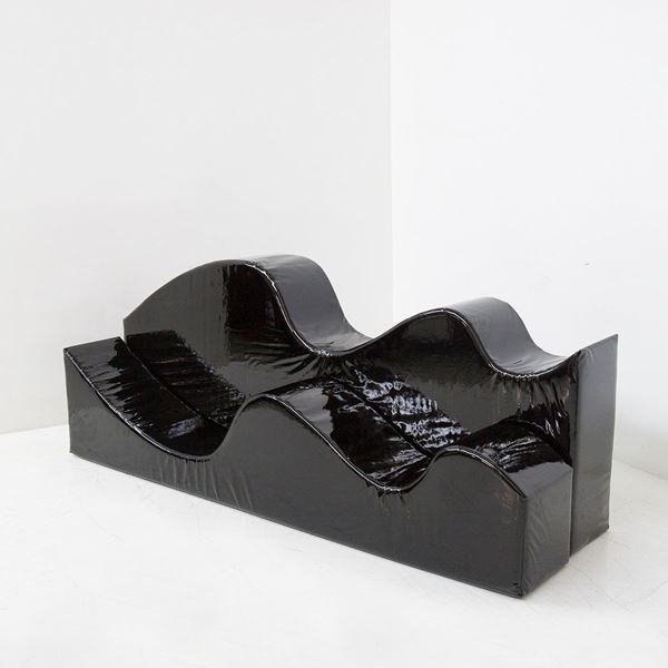 Group Archizoom - Sofa Superonda Black by Archizoom for Poltronova