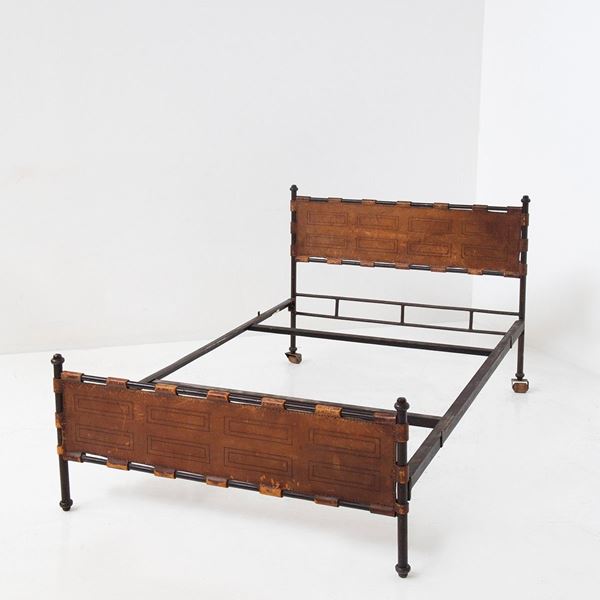 Jacques Adnet - Bed in the style of Jacques Adnet of French manufacture