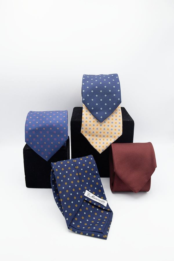 Eugenio Marinella - Set of 5 Eugenio Marinella ties in various colors and textures.